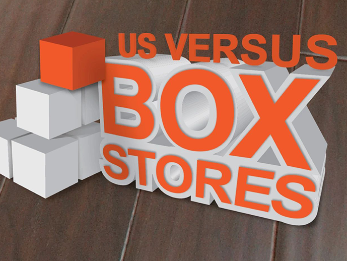 us vs box stores graphic from Fallon Enterprises in Mooresville, NC